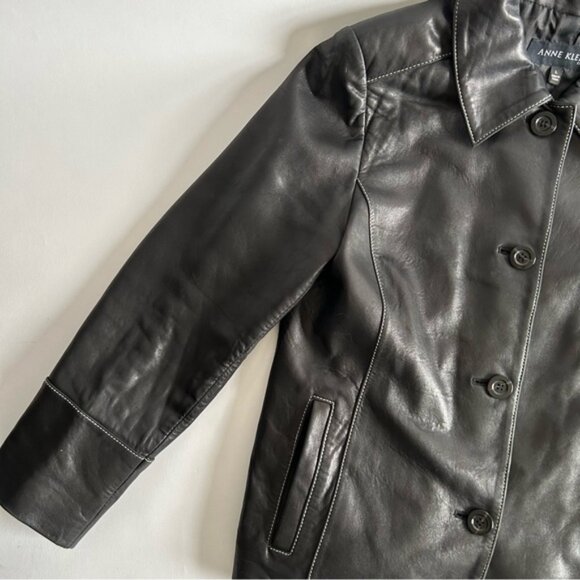 Vintage Anne Klein Genuine Black Leather Jacket - Picture 10 of 16